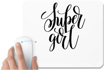 UDNAG White Mousepad 'Super girl' for Computer / PC / Laptop [230 x 200 x 5mm] Non Slip Base Mousepad(White)