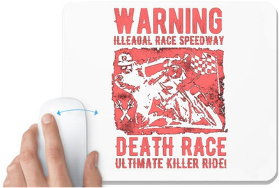 UDNAG White Mousepad 'Death Race | Warning Race speed Way Death Race Ultimate Killer Ride' for Computer / PC / Laptop [230 x 200 x 5mm] Mousepad(White)