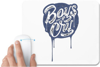 UDNAG White Mousepad 'Boys don't cry' for Computer / PC / Laptop [230 x 200 x 5mm] Non Slip Base Mousepad(White)