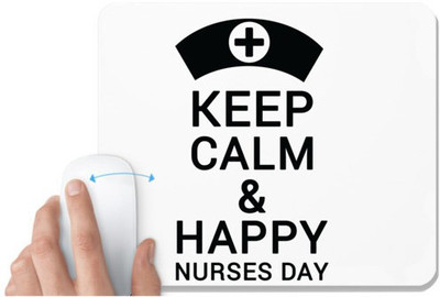 UDNAG White Mousepad 'Nurse | Keep calm and happy nurse day' for Computer / PC / Laptop [230 x 200 x 5mm] Non Slip Base Mousepad(White)