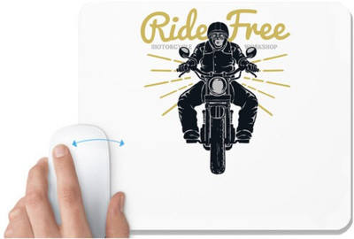 UDNAG White Mousepad 'Ride free and Motor cycle' for Computer / PC / Laptop [230 x 200 x 5mm] Non Slip Base Mousepad(White)