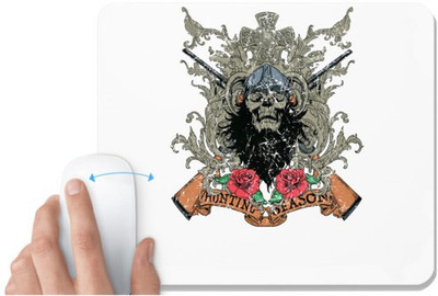 UDNAG White Mousepad 'Death | Skull hunting season' for Computer / PC / Laptop [230 x 200 x 5mm] Mousepad(White)