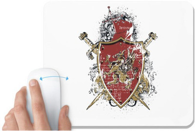 UDNAG White Mousepad 'Logo | Lion Family crest vintage' for Computer / PC / Laptop [230 x 200 x 5mm] Non Slip Base Mousepad(White)