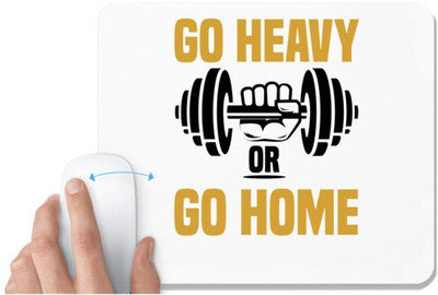 UDNAG White Mousepad 'Gym | Go heavy' for Computer / PC / Laptop [230 x 200 x 5mm] Non Slip Base Mousepad(White)