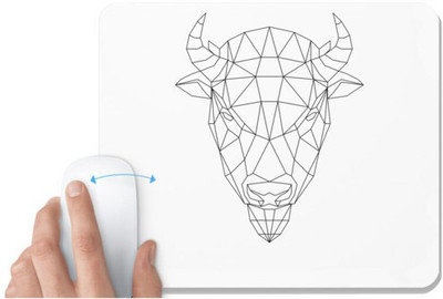 UDNAG White Mousepad 'Geometry | Bison Head Geometry' for Computer / PC / Laptop [230 x 200 x 5mm] Mousepad(White)