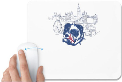 UDNAG White Mousepad 'London | British Bulldog' for Computer / PC / Laptop [230 x 200 x 5mm] Non Slip Base Mousepad(White)