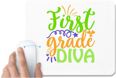 UDNAG White Mousepad 'Teacher | first grade diva' for Computer / PC / Laptop [230 x 200 x 5mm] Non Slip Base Mousepad(White)