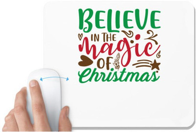 UDNAG White Mousepad 'Christmas | believe in the magic christmas' for Computer / PC / Laptop [230 x 200 x 5mm] Non Slip Base Mousepad(White)