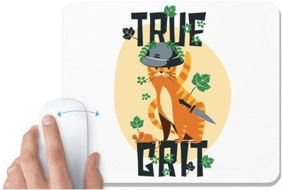 UDNAG White Mousepad 'Cat | true Cat Grit' for Computer / PC / Laptop [230 x 200 x 5mm] Non Slip Base Mousepad(White)