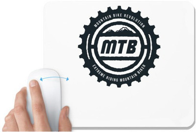 UDNAG White Mousepad 'Mountain and MTB' for Computer / PC / Laptop [230 x 200 x 5mm] Non Slip Base Mousepad(White)