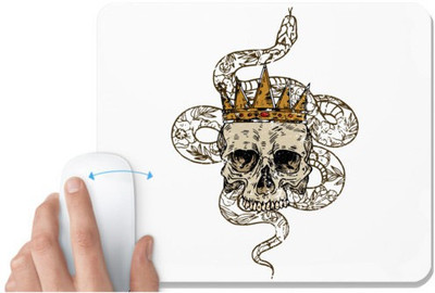 UDNAG White Mousepad 'Death | Death crown and snake' for Computer / PC / Laptop [230 x 200 x 5mm] Non Slip Base Mousepad(White)