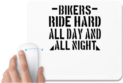 UDNAG White Mousepad 'Rider | Bikers Ride Hard All Day And All Night' for Computer / PC / Laptop [230 x 200 x 5mm] Non Slip Base Mousepad(White)