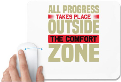 UDNAG White Mousepad 'Comfort zone | All progress' for Computer / PC / Laptop [230 x 200 x 5mm] Mousepad(White)