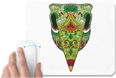 UDNAG White Mousepad 'Illustration | Green Monster Sugar Skull' for Computer / PC / Laptop [230 x 200 x 5mm] Mousepad(White)