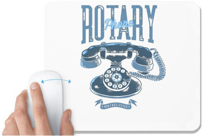 UDNAG White Mousepad 'Rotary phone | Vintage Style' for Computer / PC / Laptop [230 x 200 x 5mm] Non Slip Base Mousepad(White)