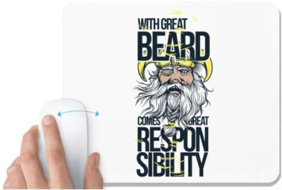 UDNAG White Mousepad 'Vikings | with great beared comes great responsibility' for Computer / PC / Laptop [230 x 200 x 5mm] Mousepad(White)