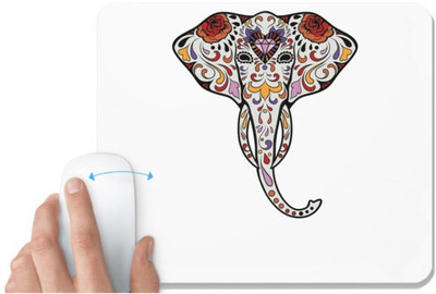 UDNAG White Mousepad 'Illustration | Elephant Head illustration' for Computer / PC / Laptop [230 x 200 x 5mm] Mousepad(White)