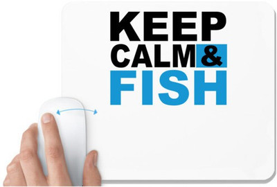 UDNAG White Mousepad 'Fishing | Keep Calm & Fish' for Computer / PC / Laptop [230 x 200 x 5mm] Mousepad(White)