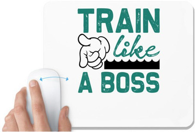 UDNAG White Mousepad 'Gym | Train like a Boss' for Computer / PC / Laptop [230 x 200 x 5mm] Non Slip Base Mousepad(White)