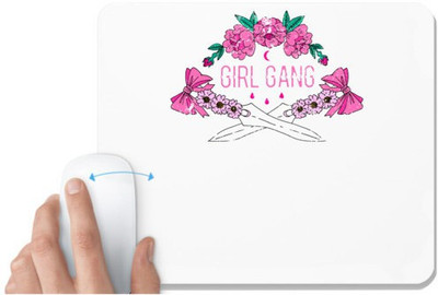 UDNAG White Mousepad 'Girl gang' for Computer / PC / Laptop [230 x 200 x 5mm] Non Slip Base Mousepad(White)