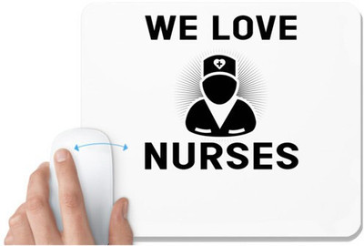UDNAG White Mousepad 'Nurse | We love nurses' for Computer / PC / Laptop [230 x 200 x 5mm] Non Slip Base Mousepad(White)