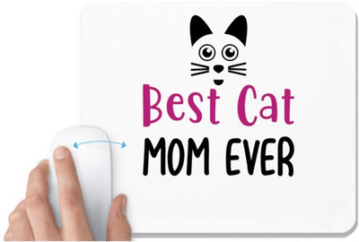 UDNAG White Mousepad 'Mom | Best cat' for Computer / PC / Laptop [230 x 200 x 5mm] Non Slip Base Mousepad(White)