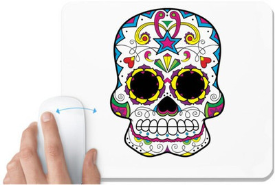 UDNAG White Mousepad 'Illustration | White Sugar Skull' for Computer / PC / Laptop [230 x 200 x 5mm] Non Slip Base Mousepad(White)