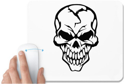 UDNAG White Mousepad 'Death | Black Skull' for Computer / PC / Laptop [230 x 200 x 5mm] Non Slip Base Mousepad(White)