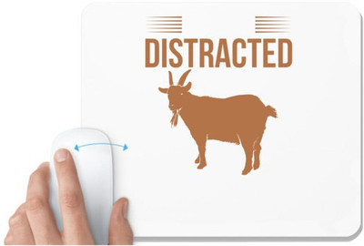 UDNAG White Mousepad 'Goats | easily distracted by goats' for Computer / PC / Laptop [230 x 200 x 5mm] Non Slip Base Mousepad(White)