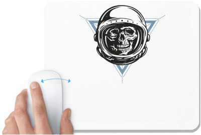 UDNAG White Mousepad 'Death | Caveira Astronauta skull' for Computer / PC / Laptop [230 x 200 x 5mm] Non Slip Base Mousepad(White)