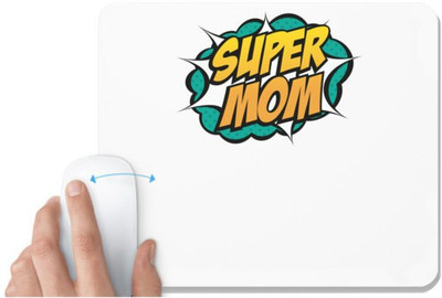 UDNAG White Mousepad 'Mom | Super Mom White blue' for Computer / PC / Laptop [230 x 200 x 5mm] Non Slip Base Mousepad(White)