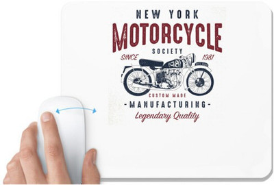 UDNAG White Mousepad 'New York Motorcycle' for Computer / PC / Laptop [230 x 200 x 5mm] Non Slip Base Mousepad(White)