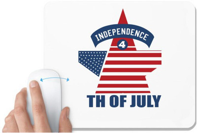 UDNAG White Mousepad 'American Independance Day | Independence 4th of july' for Computer / PC / Laptop [230 x 200 x 5mm] Non Slip Base Mousepad(White)
