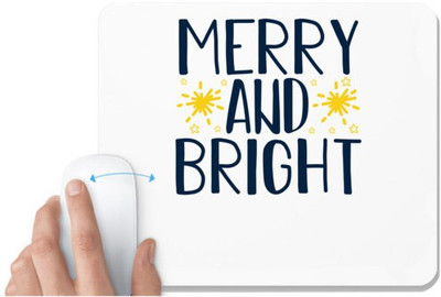 UDNAG White Mousepad 'Christmas Santa | Merry and bright' for Computer / PC / Laptop [230 x 200 x 5mm] Non Slip Base Mousepad(White)