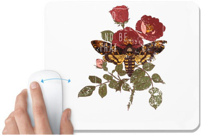 UDNAG White Mousepad 'Flowers | Rose and moth' for Computer / PC / Laptop [230 x 200 x 5mm] Non Slip Base Mousepad(White)