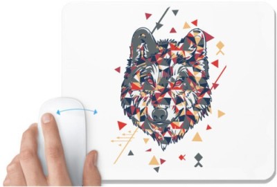 UDNAG White Mousepad 'Triangles wolf head' for Computer / PC / Laptop [230 x 200 x 5mm] Mousepad(White)