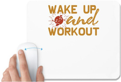 UDNAG White Mousepad 'Workout gym | Wake up' for Computer / PC / Laptop [230 x 200 x 5mm] Non Slip Base Mousepad(White)