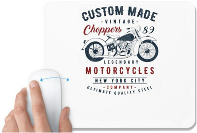 UDNAG White Mousepad 'Motorcycles | Custom Made Motorcycles' for Computer / PC / Laptop [230 x 200 x 5mm] Non Slip Base Mousepad(White)