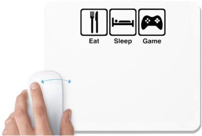 UDNAG White Mousepad 'Life | eat sleep game' for Computer / PC / Laptop [230 x 200 x 5mm] Mousepad(White)