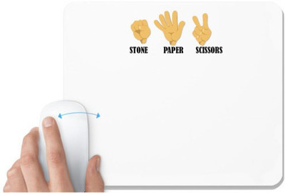 UDNAG White Mousepad 'Stone Paper Scissor' for Computer / PC / Laptop [230 x 200 x 5mm] Mousepad(White)