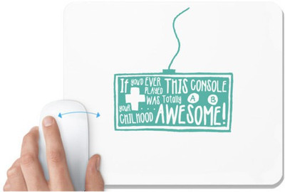 UDNAG White Mousepad 'childhood and awesome' for Computer / PC / Laptop [230 x 200 x 5mm] Non Slip Base Mousepad(White)