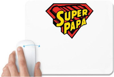 UDNAG White Mousepad 'Papa | Super Papa' for Computer / PC / Laptop [230 x 200 x 5mm] Non Slip Base Mousepad(White)
