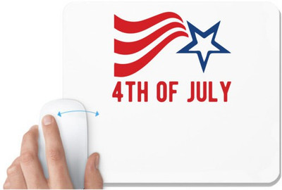 UDNAG White Mousepad 'American Independance Day | 4th of July' for Computer / PC / Laptop [230 x 200 x 5mm] Non Slip Base Mousepad(White)