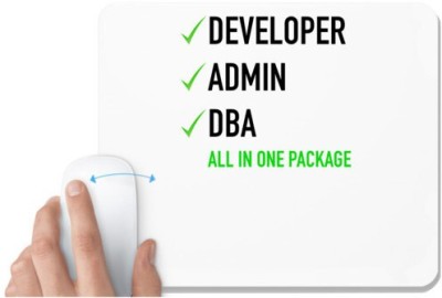 UDNAG White Mousepad 'Coder | Developer Admin DBA all in one package' for Computer / PC / Laptop [230 x 200 x 5mm] Mousepad(White)
