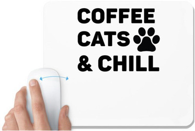 UDNAG White Mousepad 'Coffee Cat | Coffee Cat' for Computer / PC / Laptop [230 x 200 x 5mm] Non Slip Base Mousepad(White)