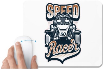 UDNAG White Mousepad 'Racer | Speed Car Racer' for Computer / PC / Laptop [230 x 200 x 5mm] Mousepad(White)