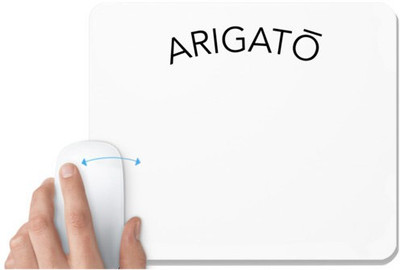 UDNAG White Mousepad 'Thank you | ARIGATO' for Computer / PC / Laptop [230 x 200 x 5mm] Non Slip Base Mousepad(White)
