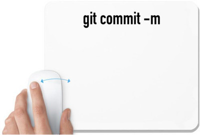 UDNAG White Mousepad 'Coder | git commit -m' for Computer / PC / Laptop [230 x 200 x 5mm] Mousepad(White)