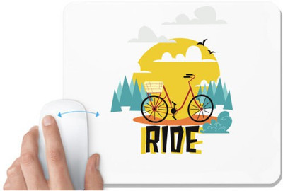 UDNAG White Mousepad 'Cycle Ride | Morning cycle ride' for Computer / PC / Laptop [230 x 200 x 5mm] Non Slip Base Mousepad(White)