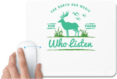 UDNAG White Mousepad 'Deer and Earth' for Computer / PC / Laptop [230 x 200 x 5mm] Non Slip Base Mousepad(White)